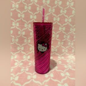 Hello Kitty Hot Pink Spiral Tumbler with Straw